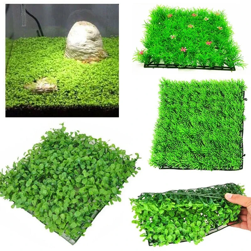 Artificial Green Grass Plant Lawn Turf Aquatic Aquarium Fish Tank Decor Fake Moss Aquarium Ornaments Aquarium Supplies Qme
