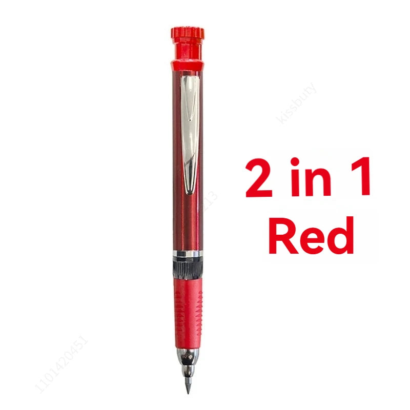 Solid Carpenter Mechanical Pencil With Built-in Sharpener 2.8mm Refillable,Deep Hole Marker for Woodworking Construction Tool Qme 1pc red pencil