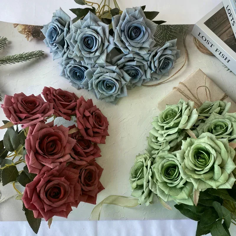 41CM Silk Screen Rose Artificial Flower Wedding Living Room Decoration Road Guide Bouquet, Artificial Flower Qme