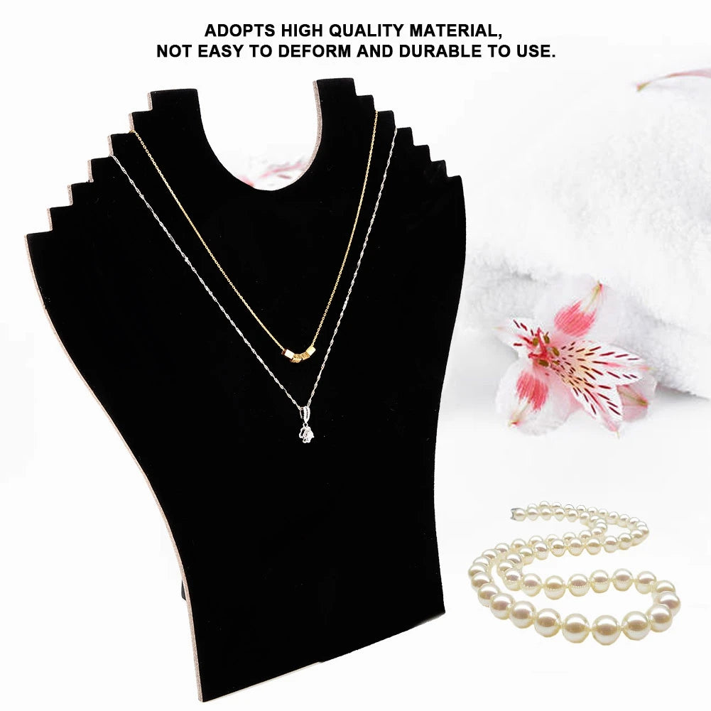 Jewelry Display Stands Black Flannel Necklace Pendant Chain Jewelry Bust Display Stands Hanger Holder Rack Qme