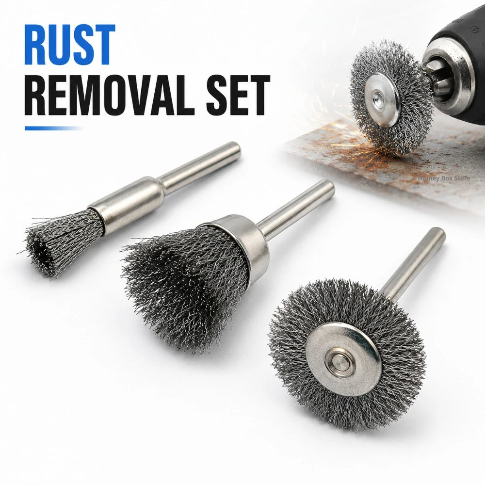 Mini Steel Wire Polishing Wheel 3/5Pcs Drill Rotary Cleaning Disc Metal Rust Remover Accessory For Household DIY Derusting Work Qme