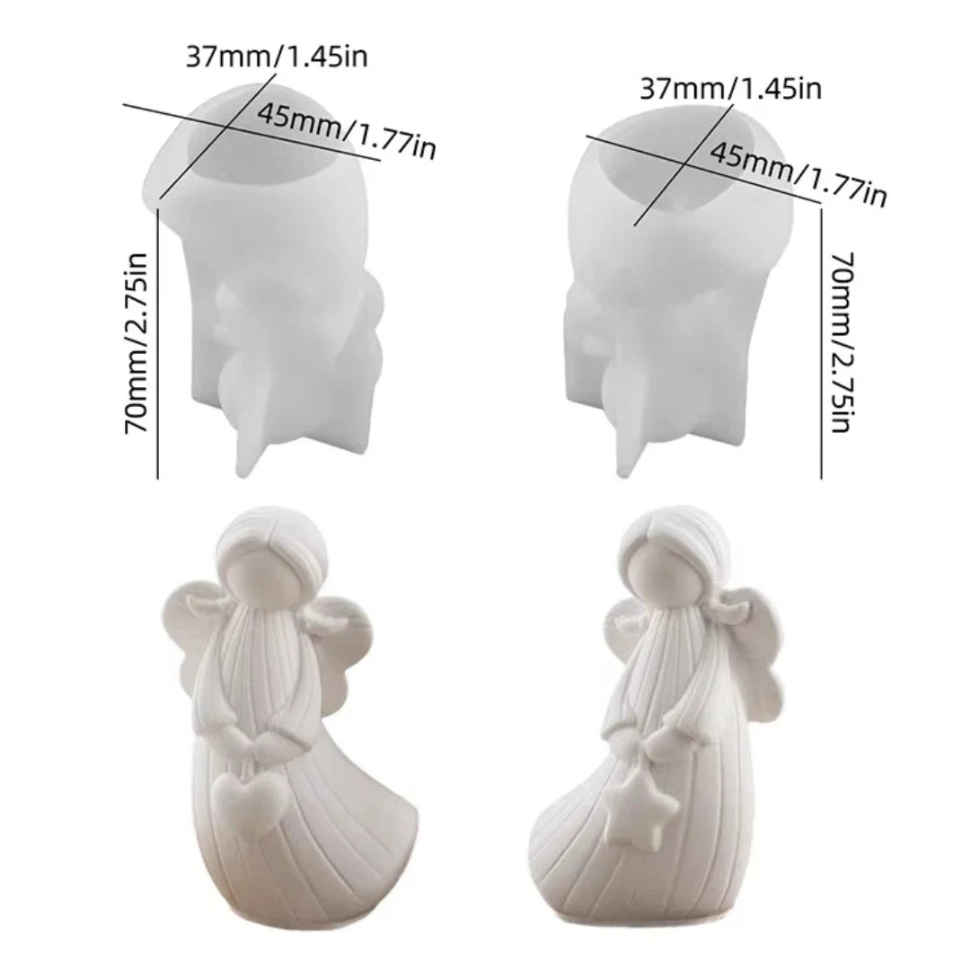 2Pcs DIY Handmade Angel Plaster Resin Moulds With Heart Star Designs 3D Angel Silicone Moulds Decorative Sculptures Craft Qme A2