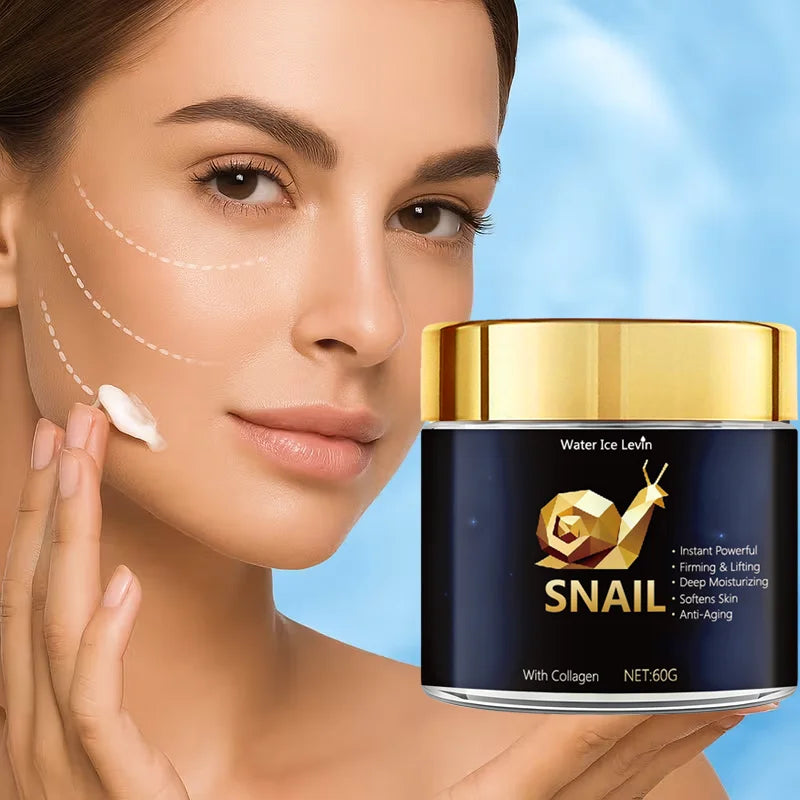 Snail Mucin Cream with Hyaluronic Acid & Collagen for Deep Moisture & Radiance, Suitable for All Skin Types Daily Care. Qme