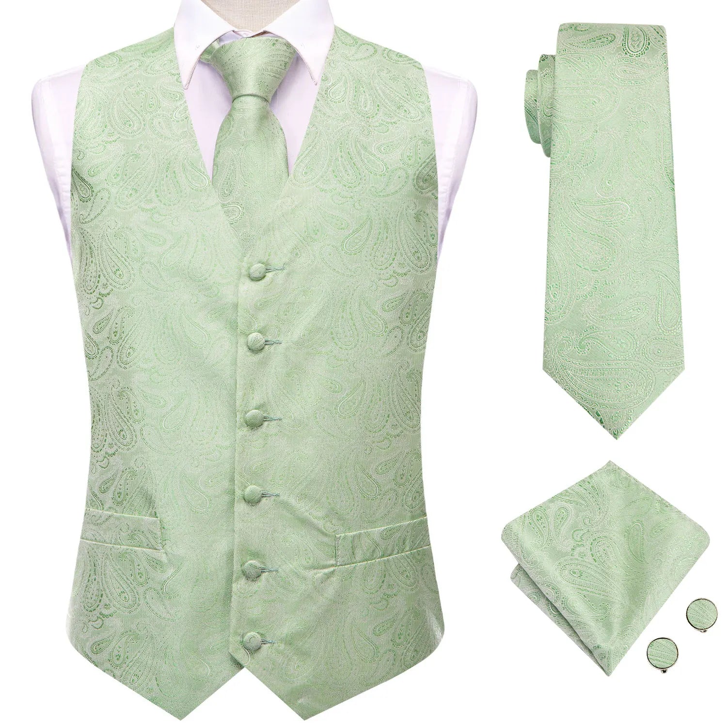 Hi-tie Solid Voilet Lilac Mens Suit Vest Woven Waistcoat Tie Pocket Qme