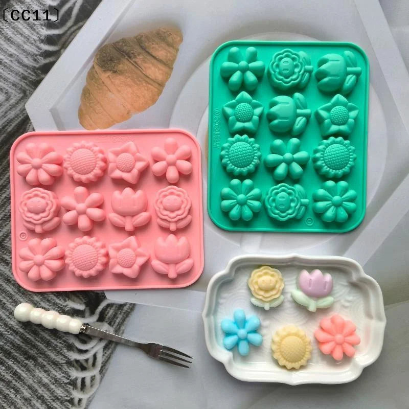 Food Grade Silicone Flower Mold Non Stick Homemade Baking Chocolate Qme