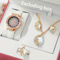 5Pcs/Set Watches Jewelry Set 1 Pcs Of Round Hand Quartz Watch And 4 Pcs Of Jewelry Fancy Women Watches Jewelry Sophisticated Qme WHITE No