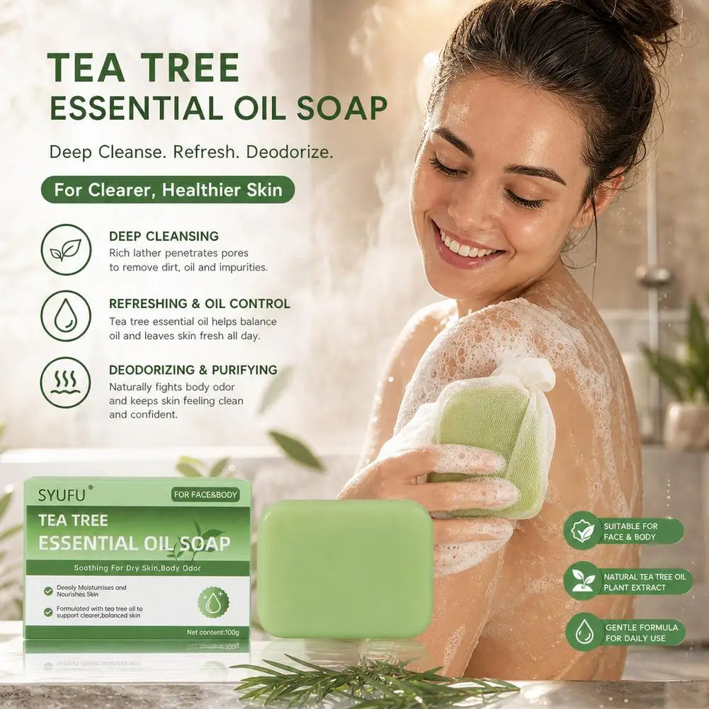 Gentle Exfoliating Bar Soap Natural Foot Body Soaps Green Tea Tree Qme
