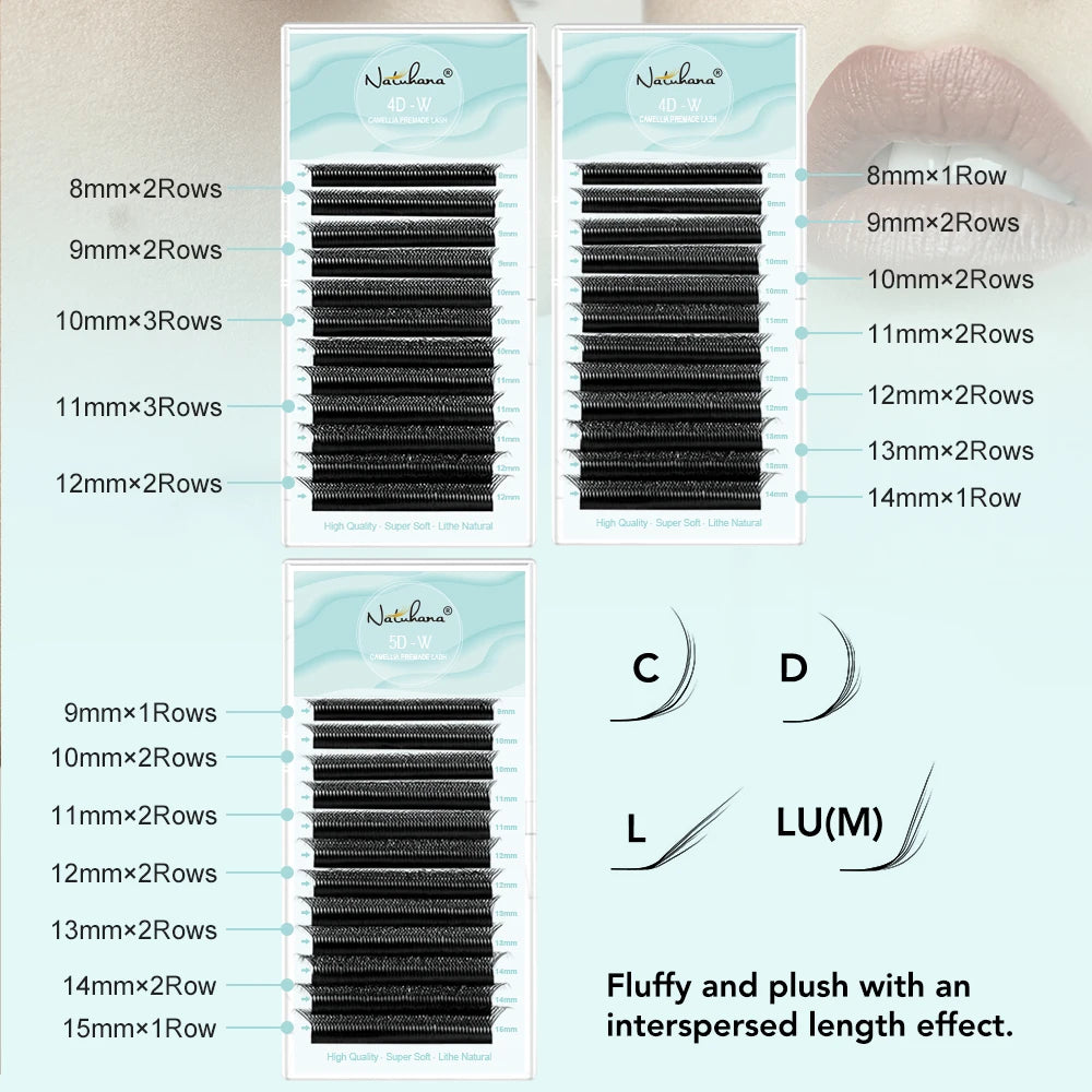 NATUHANA 3D 4D 5D Camellia Lashes Wispy Volume Fan False Eyelashes C Qme