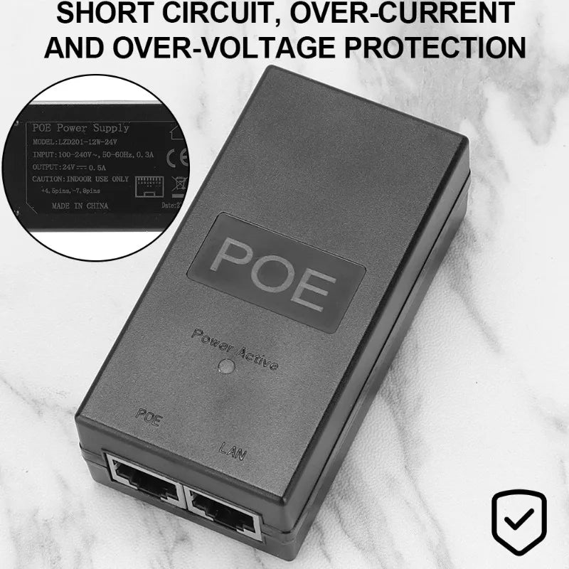 POE Power Supply 24V/48V 0.5A/1A Module 65W/90W High Power for Network Cameras Security Systems Qme
