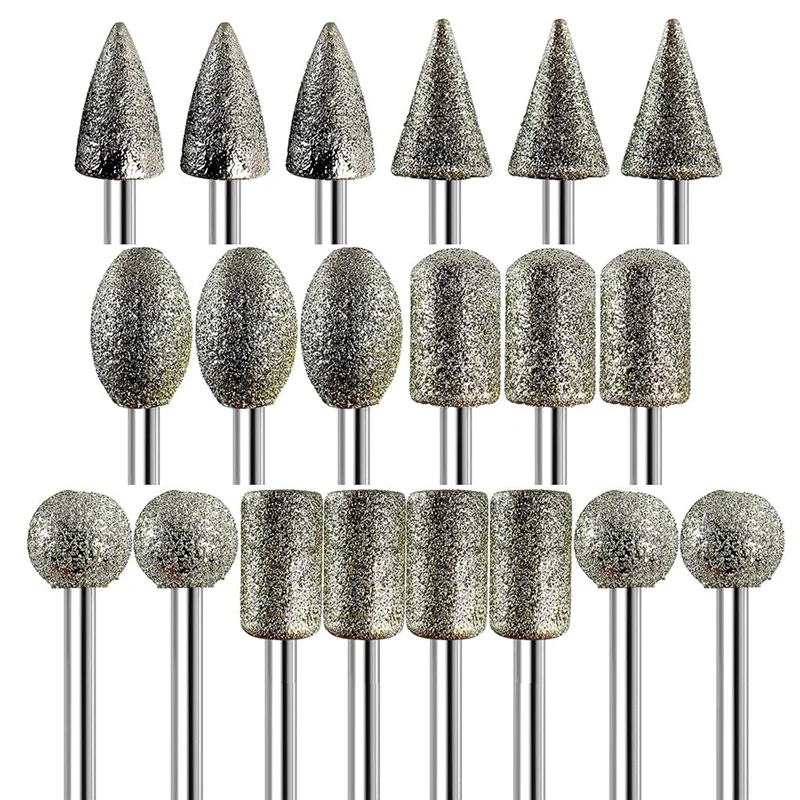 A02F-Grinder Diamond Grinding Bits For Dremel-Tool, 20Pcs, 1/8" Shank, 120-Grit, Rotary Tool Accessories For Stone Glass Resin Qme As Shown