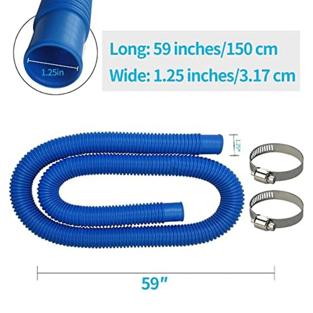 32mm Pool Hose Set With Metal Fastening Rings For Above Ground Pool System Compatibility With Pump Filter And Heating Units Qme