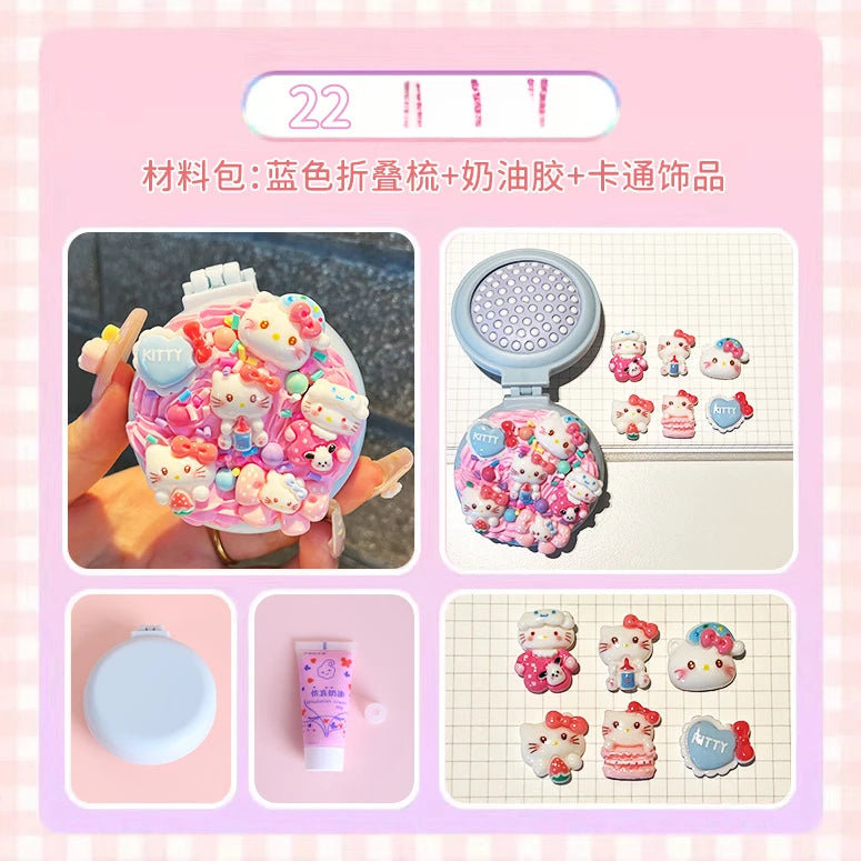 Hello Kitty Kuromi DIY Cream-colored Air-cushion Comb Materials