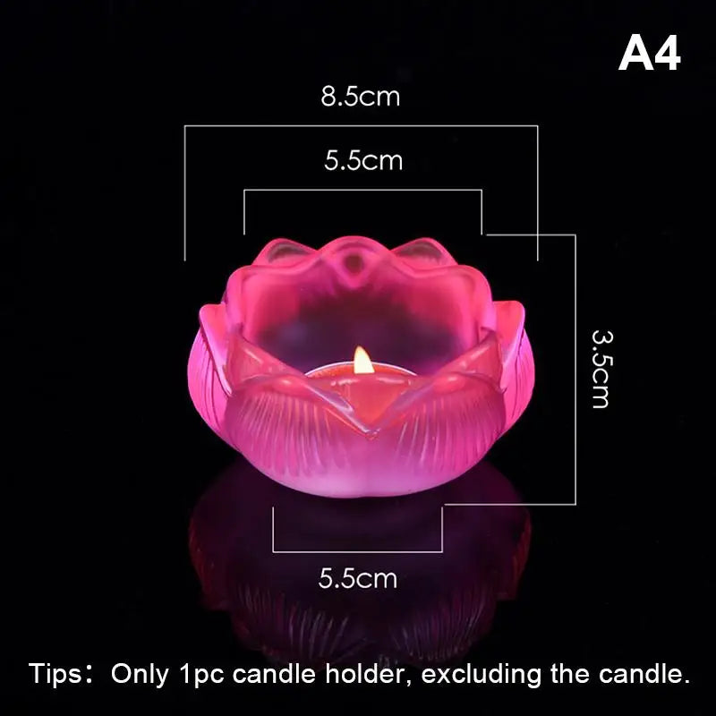 Glass Lotus Candle Holder Windproof Heat Resistant Suitable Use As Qme A4