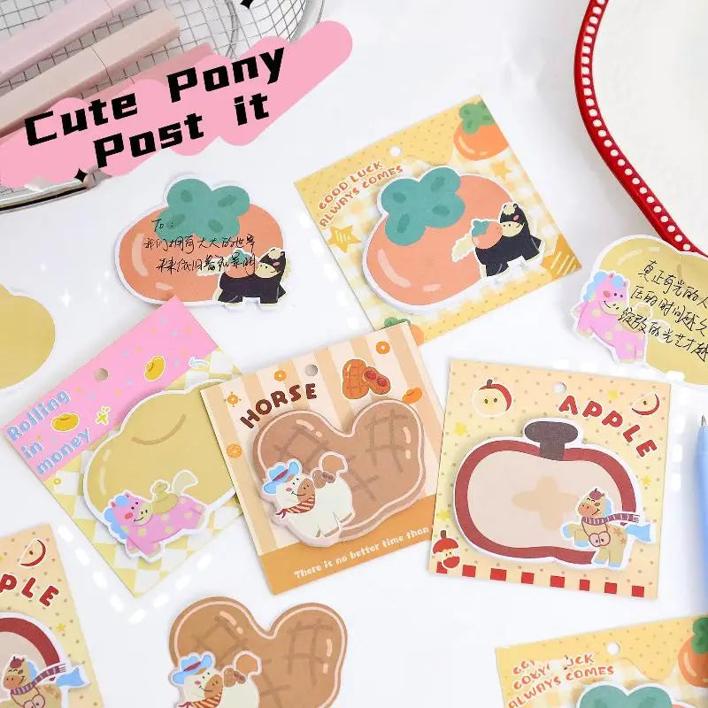 5 10Books Cute Pony Shape Convenience Sticky Notes Cartoon Has Qme