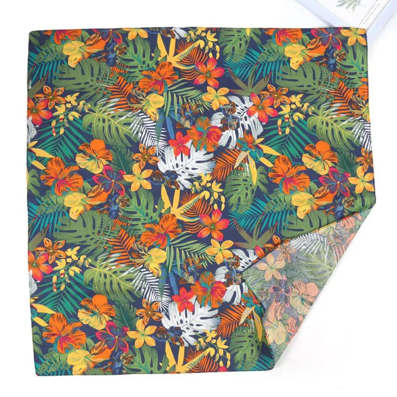 70cm*70cm Flower Fashion Hip Hop 100% Cotton Bandana Square Scarf Paisley Headband for Women/Men/Boys/Girls Print Handkerchief Qme A1