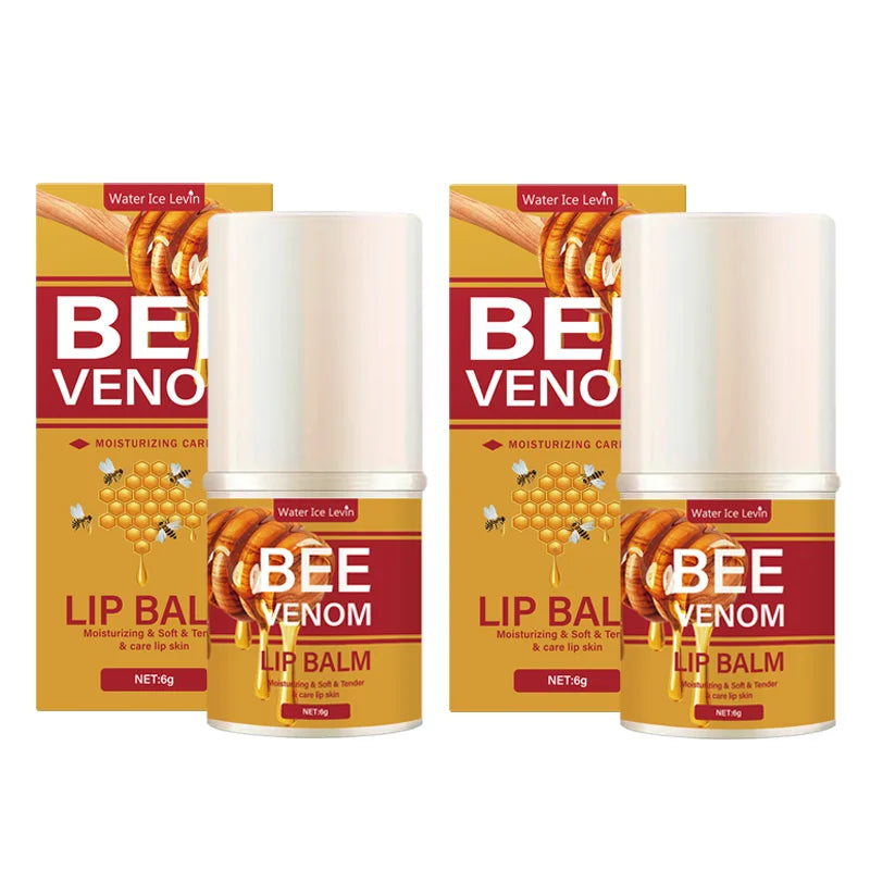 Bee Venom Lip Balm: Hydrating and Moisturizing, Gives a Translucent Shine, Soft and Lightweight, Instantly Hydrates, Smooth and Easy to Absorb, Cares for the Lips, Makes Lip Skin Softer and Smoother, Balanced Qme 2Pcs 6g