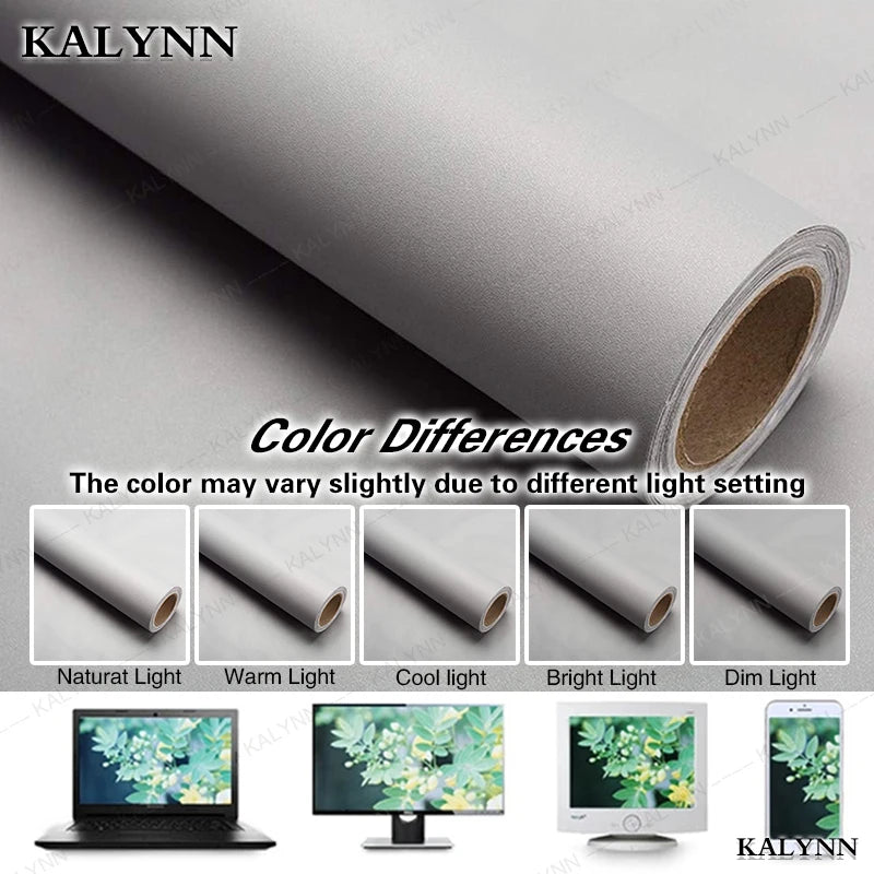 Light Gray Contact Paper Peel Stick Wallpaper Cabinet Table Drawer Qme