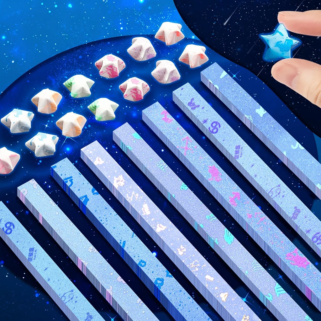 Luminous Star Origami Paper Strips, Glow in The Dark Lucky Star Folding Paper, DIY Craft Decoration Qme