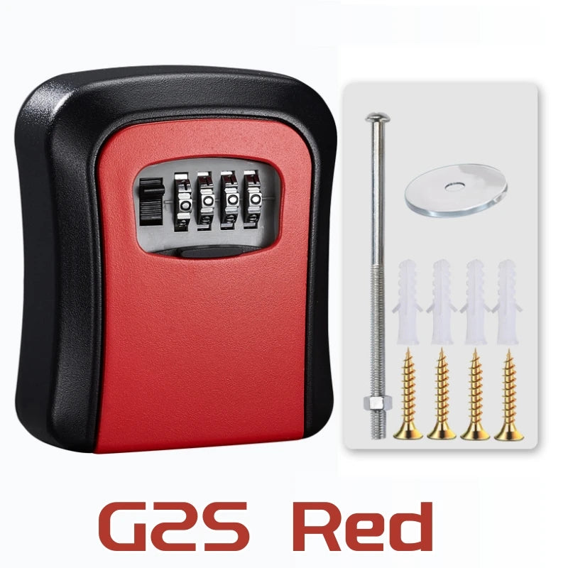 Key Lock Box 4 Digit Password ABS Security Anti-theft Durable Wall Mounted Password Key Box for Home or Office Key Safe Storage Qme G2S Red
