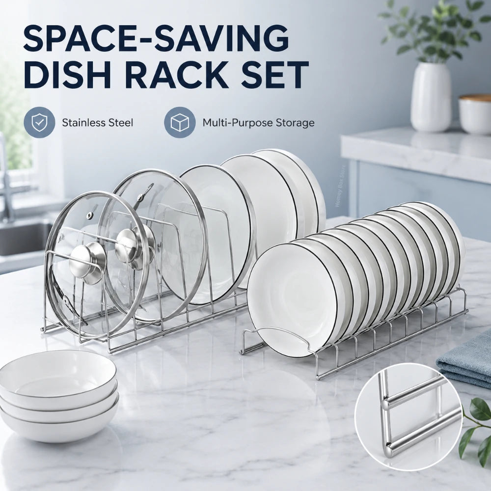 Space Saving Silver Stainless Steel Kitchen Drying Rack Multipurpose Tableware Holder For Storing Bowls Plates Household Use Qme