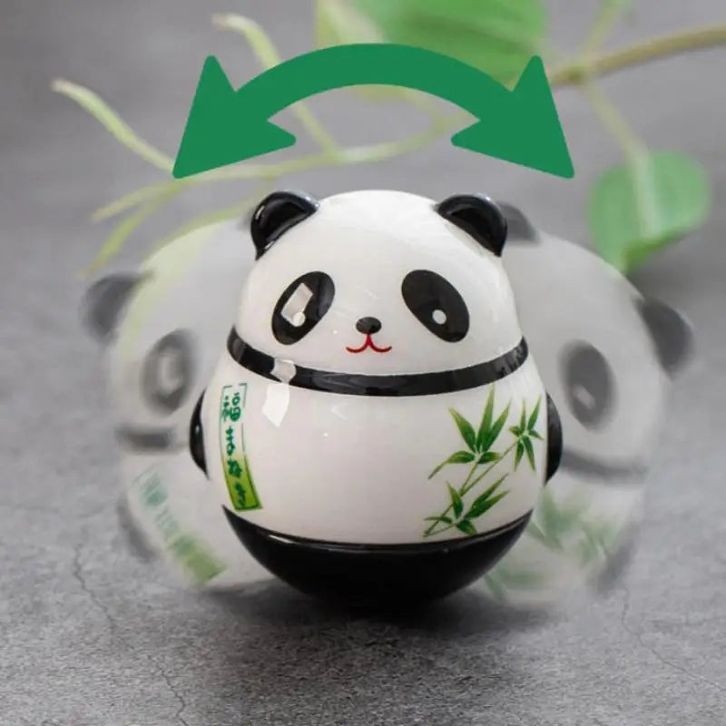 Japanese Ceramic Panda Doll Crafts Tumbler Toy Lucky Charm Fortune Qme