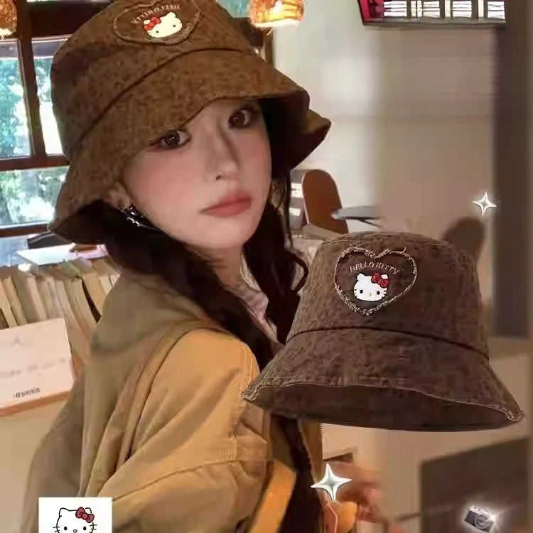 Hello Kitty Kuromi Hats Fisherman's Hats Baseball Caps New Face-Slimming Bucket Hats Leopard-Print Baseball Caps Qme hangna-2