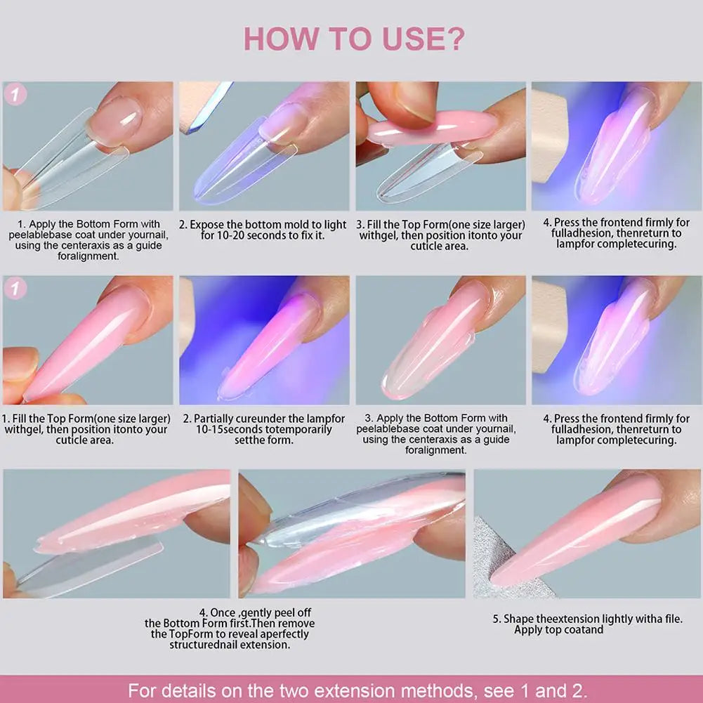 Box Sandwich Nail Dual Form Tips Quickly Building Gel System Full Qme