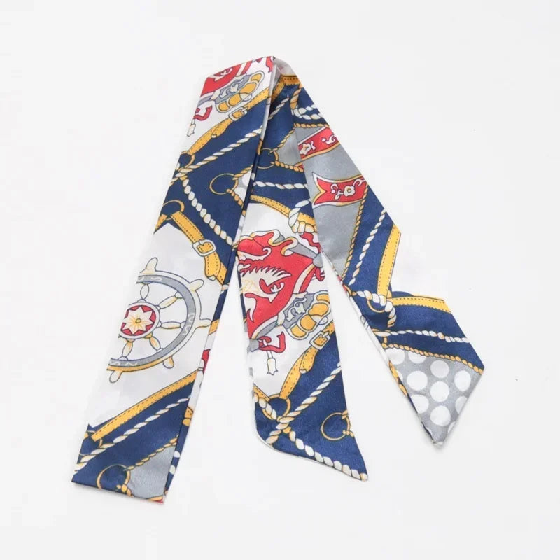 Skinny Scarf Hair Small Women Simple Handle Ribbon Fashion Printing