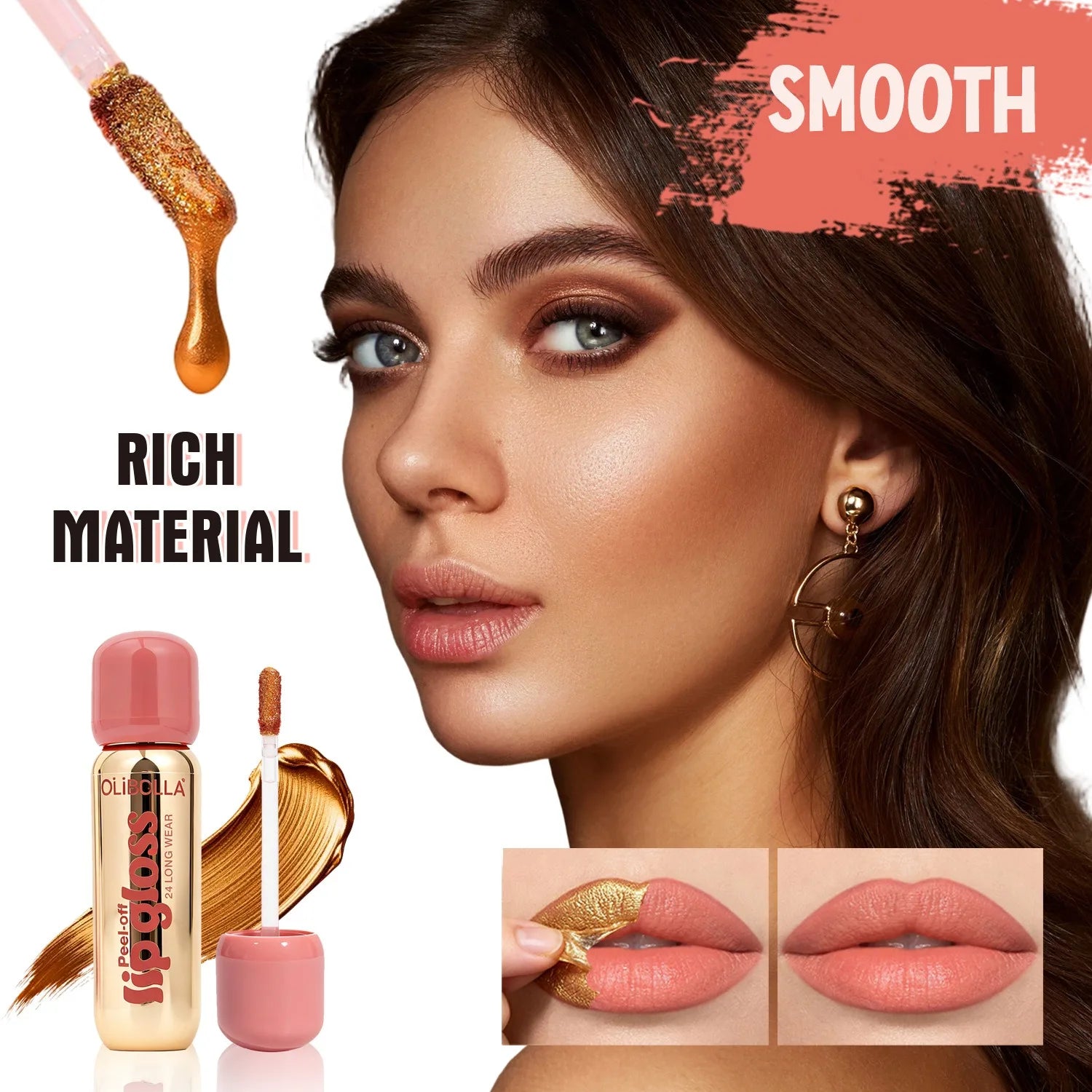 6Color Metallic Orange Peel Off Lip Stain Reveal Waterproof Pink Lip Tint Transfer Proof Non-stick Cup Natural Matte Lipstick Qme