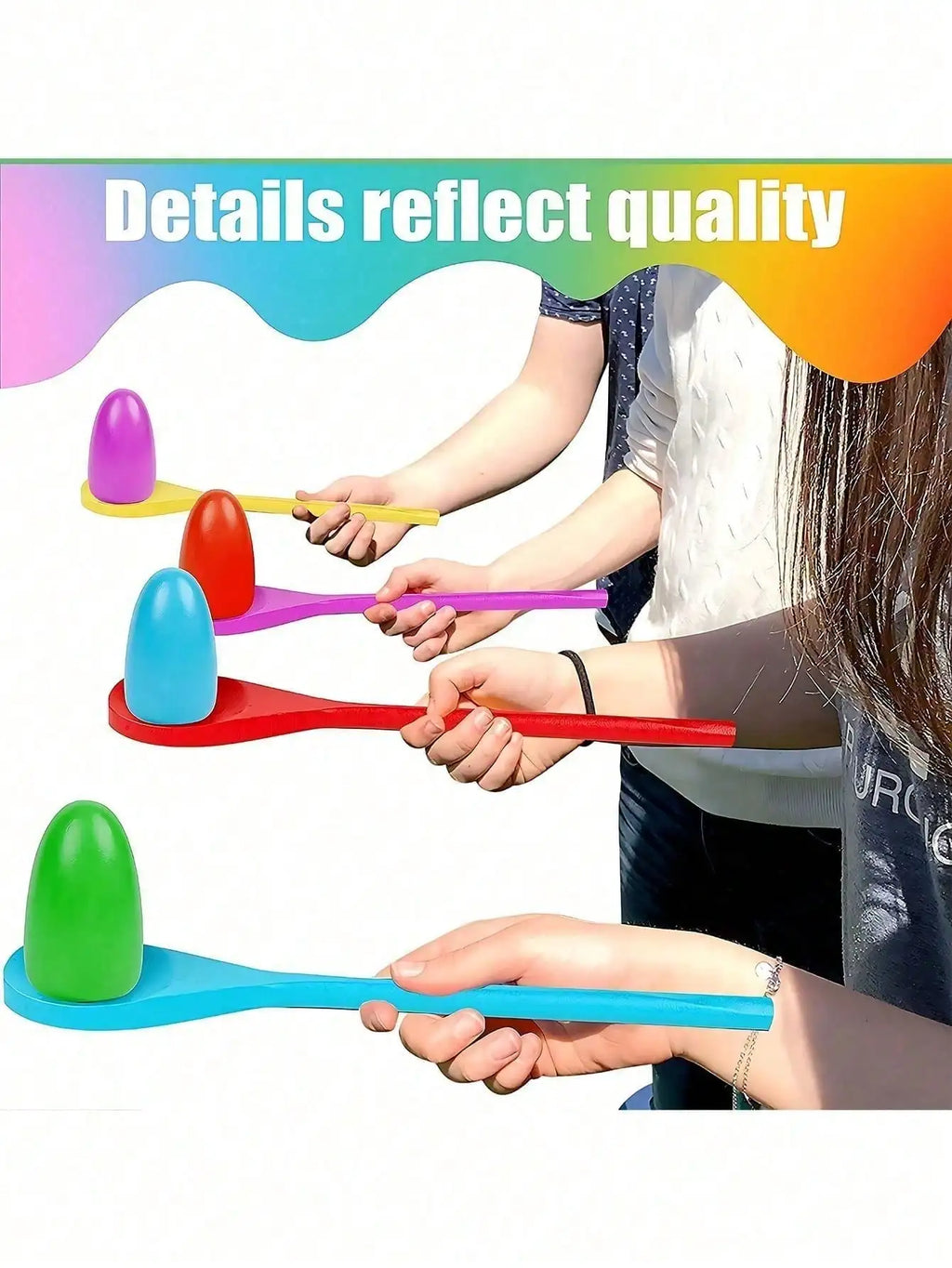 Egg Spoon Racing Game Wooden Balance Relay Race Easter Hunt Qme