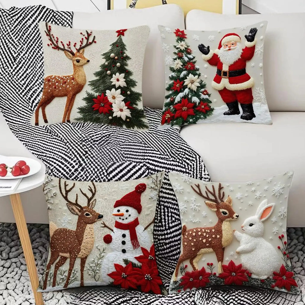 Christmas Pillow Covers Soft Cushion Case Holiday Decor Couch Sofa Qme