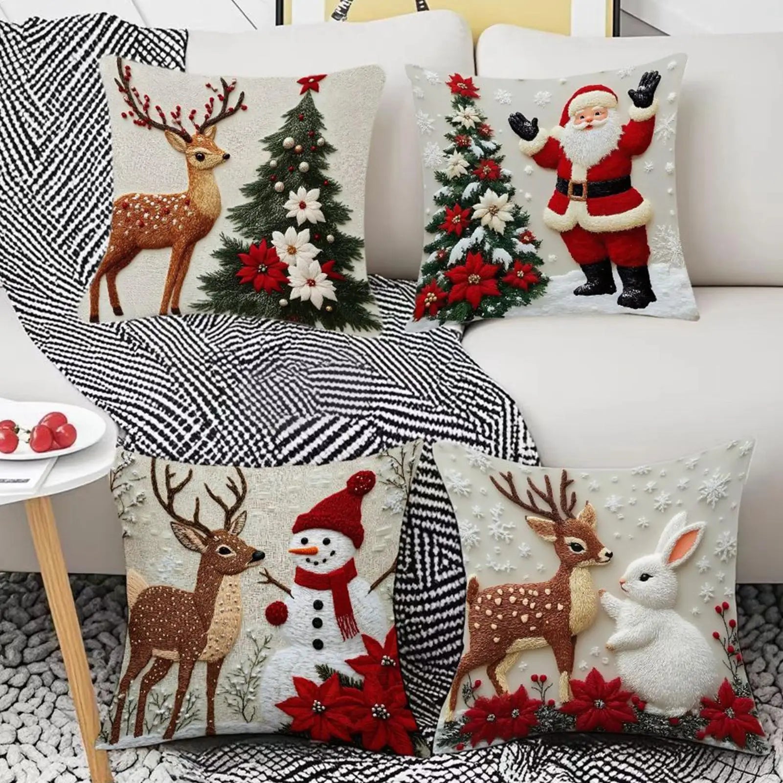 Christmas Pillow Covers Soft Cushion Case Holiday Decor Couch Sofa Qme
