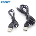 ESCAM 3.5mm Mirco USB Charging Cable DC Power Supply Adapter Charger Flashlight for Head lamp Torch light Rechargeable Battery Qme 0.3m