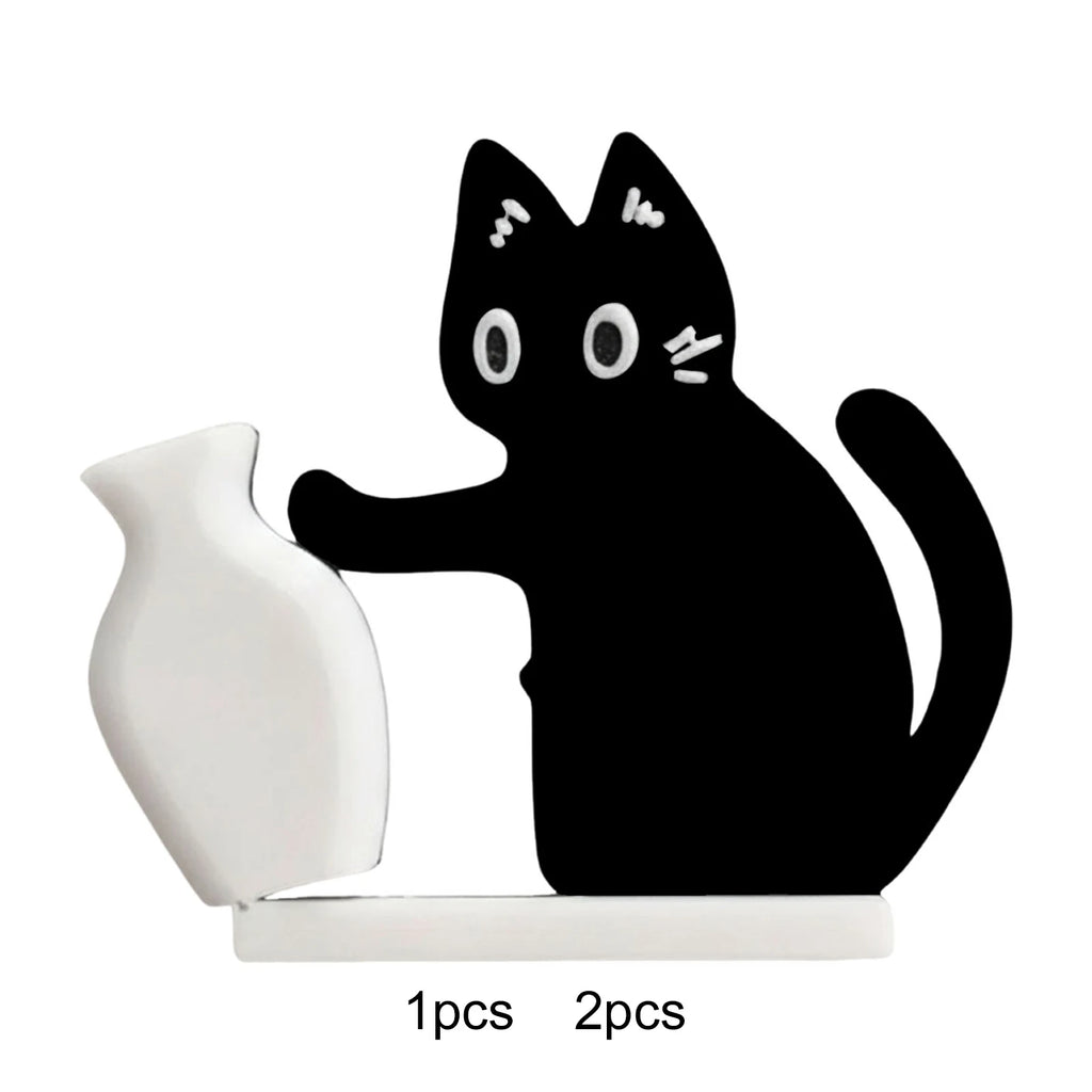 Refrigerator Magnets Black Cat Pushing Vase Decor Cat Whisker Collection Memorial Box Fridge Magnet Home Office Decor For Gift ﻿ Qme