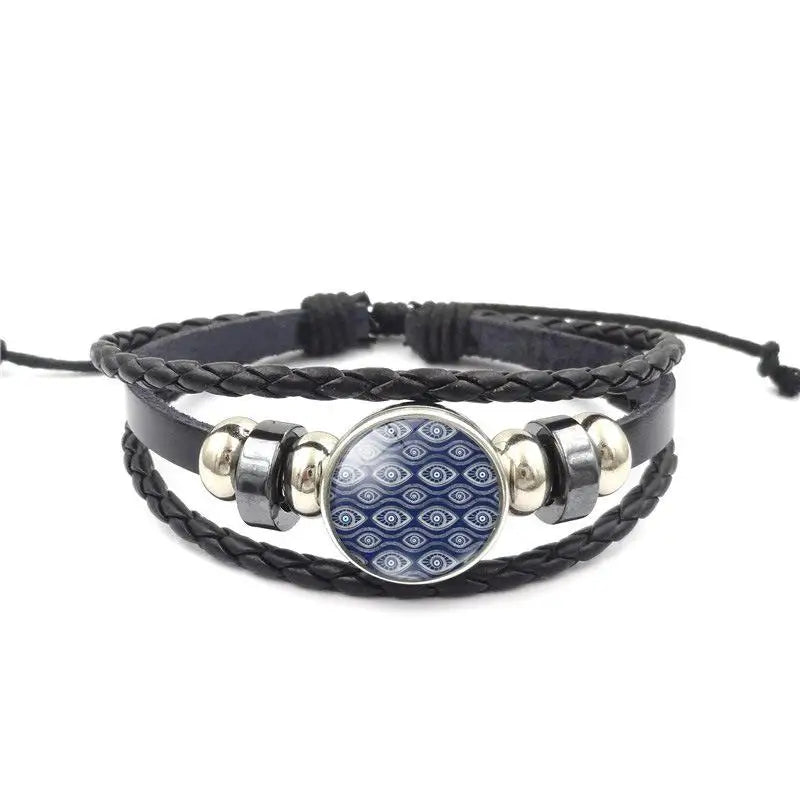 Handmade Woven Leather Multilayer Bracelet Bangles For Women Men Vintage Jewelry Gift Qme A6