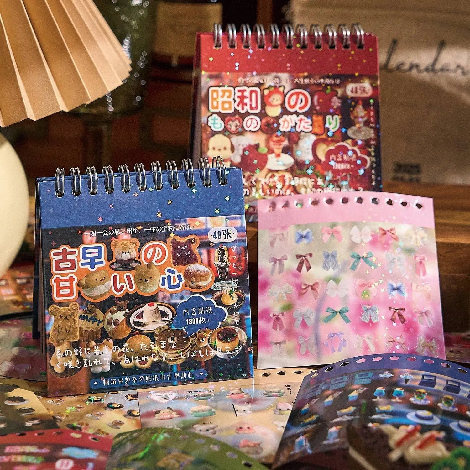 45/48 Pcs/book Cute Die-cut Flash Aesthetic Stickers Book DIY Scrapbooking Phone Case Decoration Collage Japanese Stationery Qme