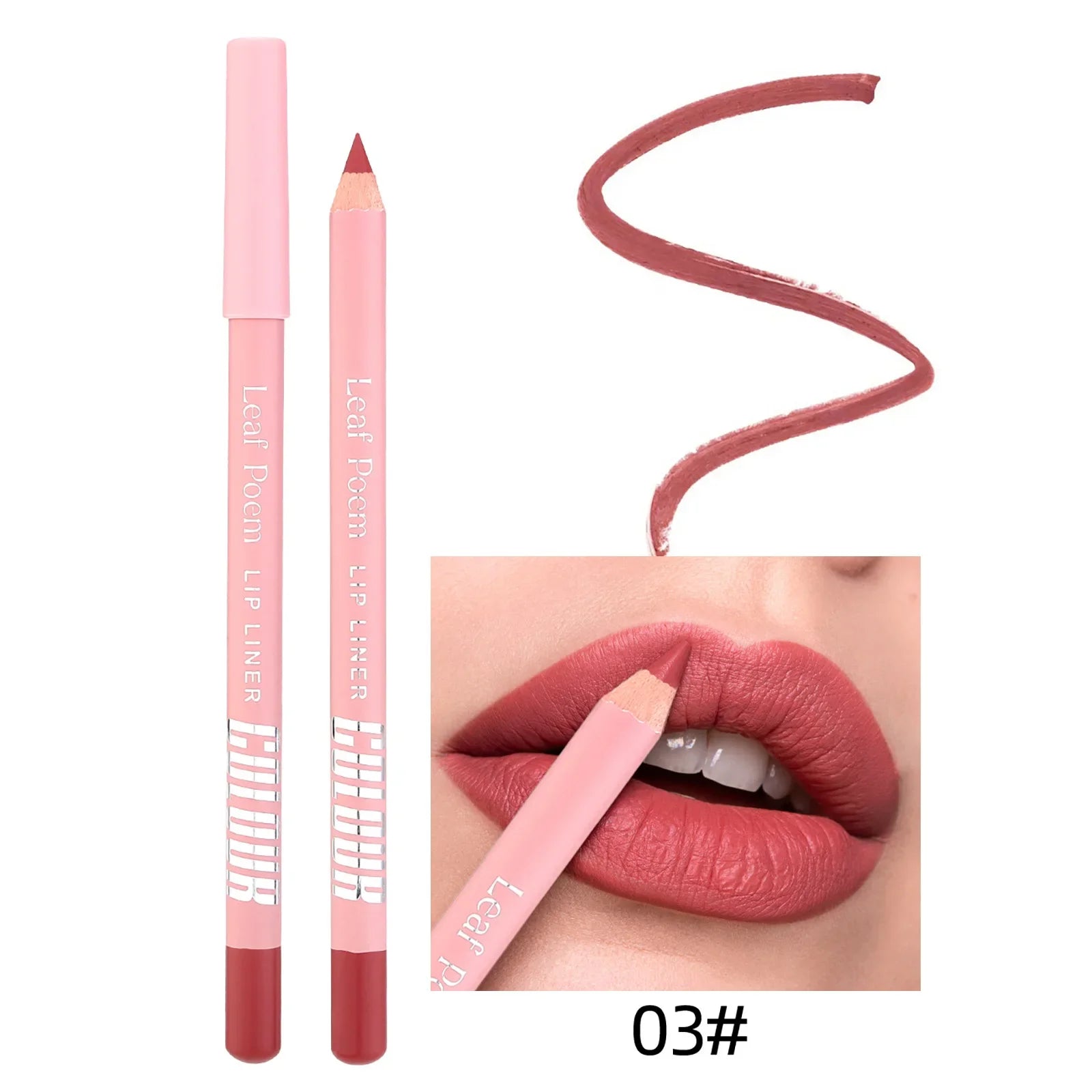 Nude Pink Lipliner Pencil Long-lasting Waterproof Red Brown Lip Contour Sculpt Pen Blendable High Pigmented Lipstick Makeup Qme 03