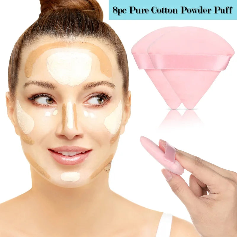 Cotton Powder Puff Riangle Both Dry Wet Makeup Setting Concealer Qme