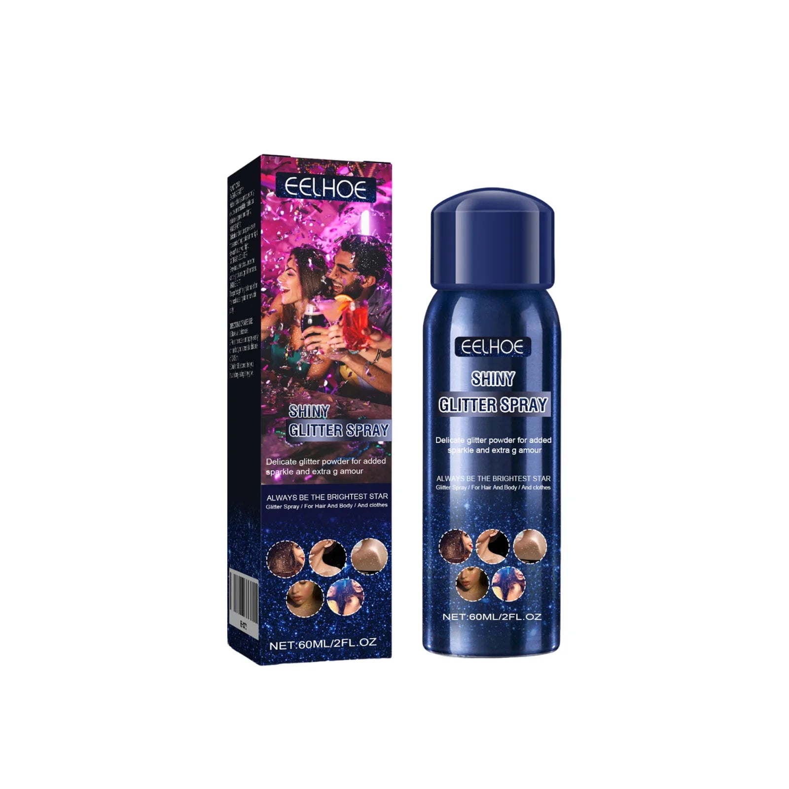 Face Body Glitter Spray Long Lasting Shimmer Quick-Drying Body Hair Face Spray For Party Nightclub Festival Prom Stage Makeup Qme 60ml Boxed