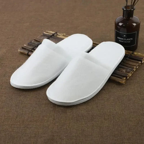 10Pairs Disposable Hotel Slippers 28x11cm White Closed Toe Anti Slip Qme ONE SIZE 10Pairs