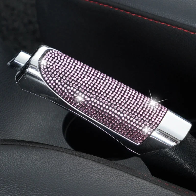 Bling handbrake cover - A protective side brake grip accessory for vehicle interior decoration Qme Pink