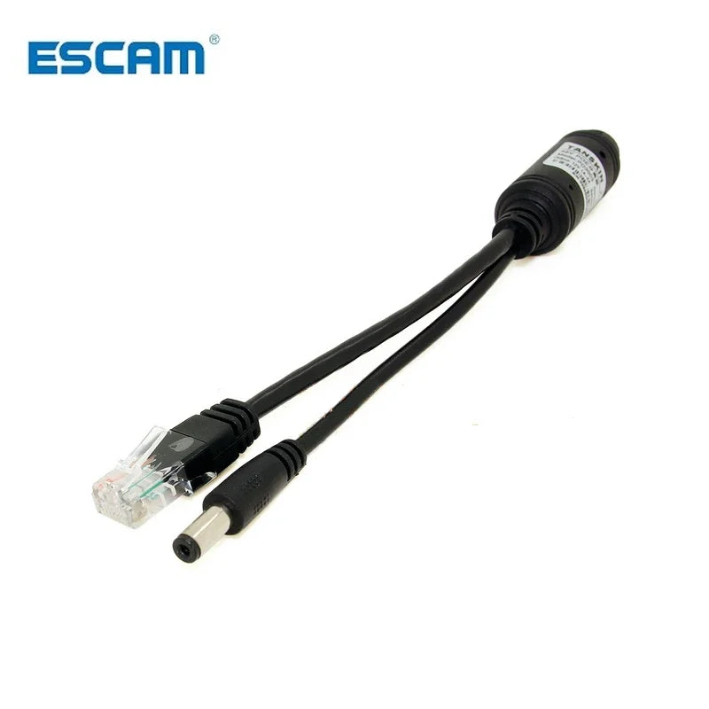 10/100M Waterproof PoE Splitter with IEEE 802.3af Standard & 12V1A Output Power over Ethernet for IP Camera 5.5x2.1mm Connector Qme
