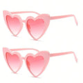 Heart Shaped Sunglasses Women Cat Eye Mod Retro Glasses Pink Qme 2pcs Pink