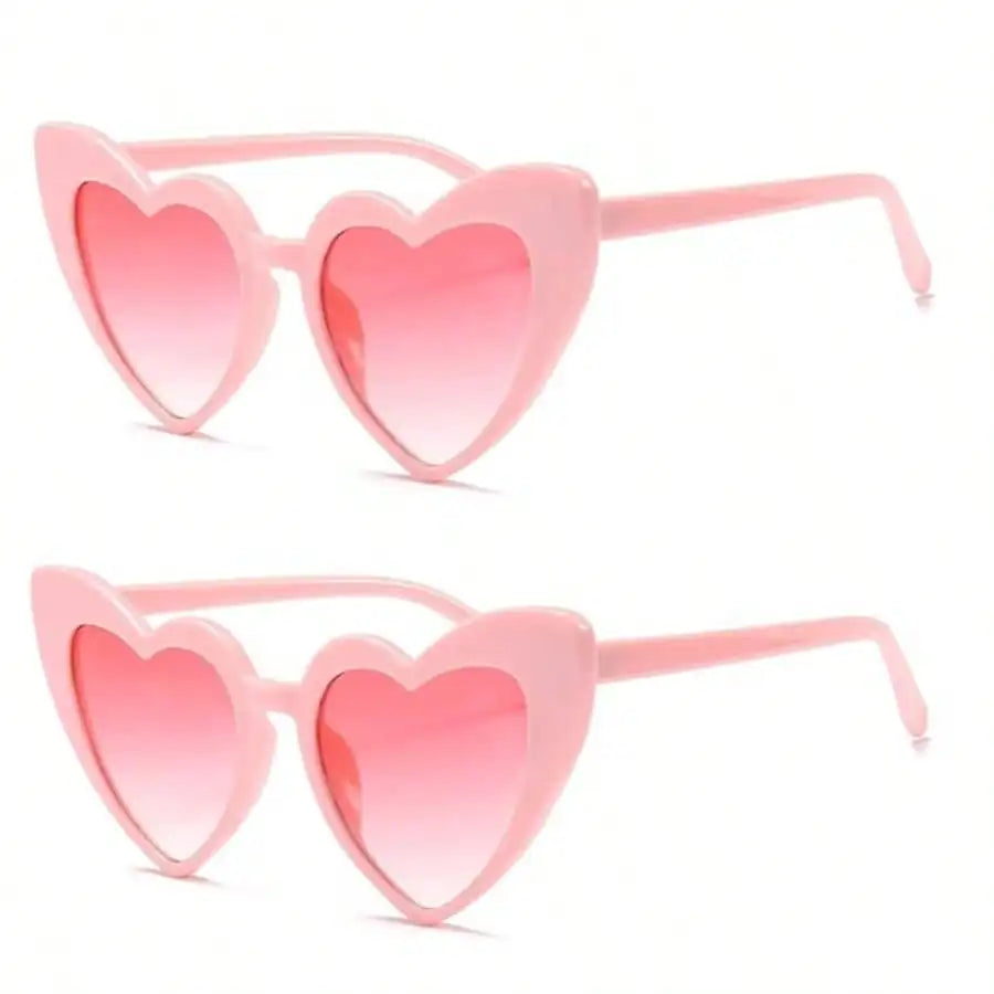 Heart Shaped Sunglasses Women Cat Eye Mod Retro Glasses Qme 2pcs Pink