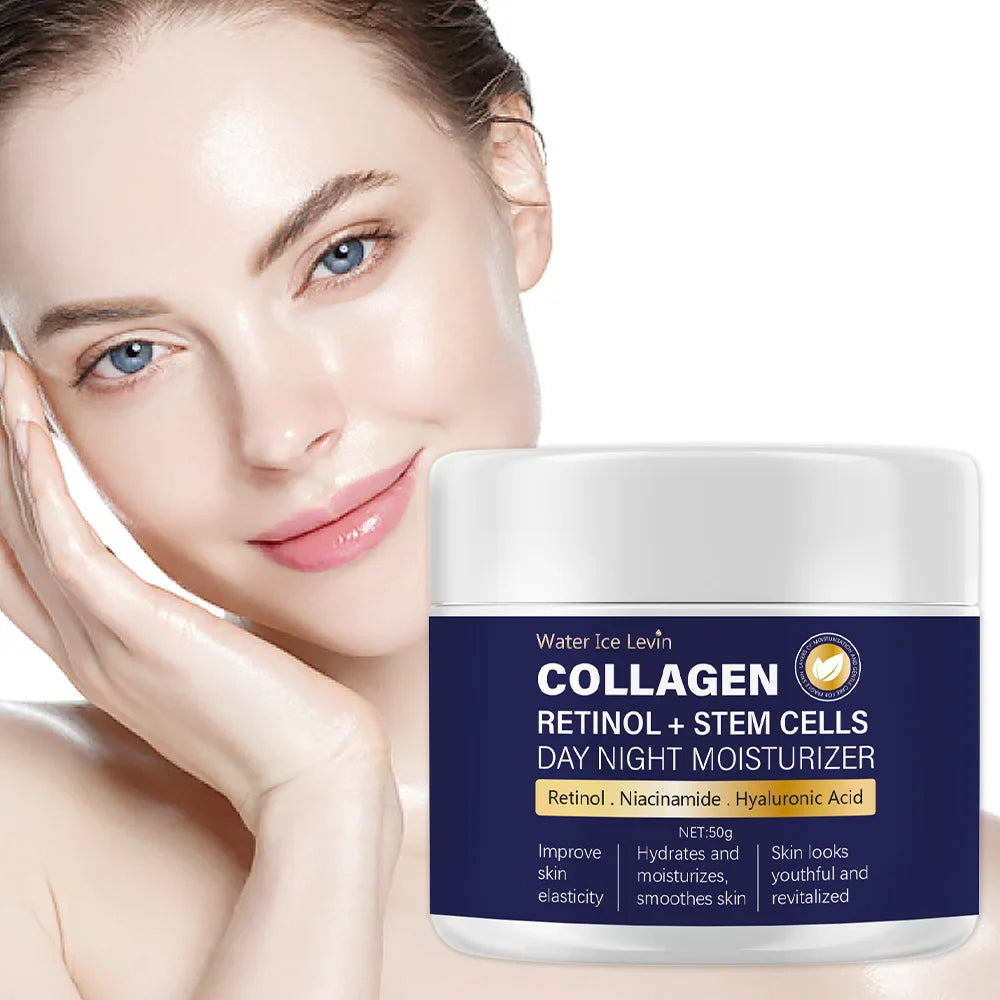 50g Collagen Cream for Face with Retinol and Hyaluronic Acid, Day Night Anti Aging Skincare Facial Moisturizer Qme