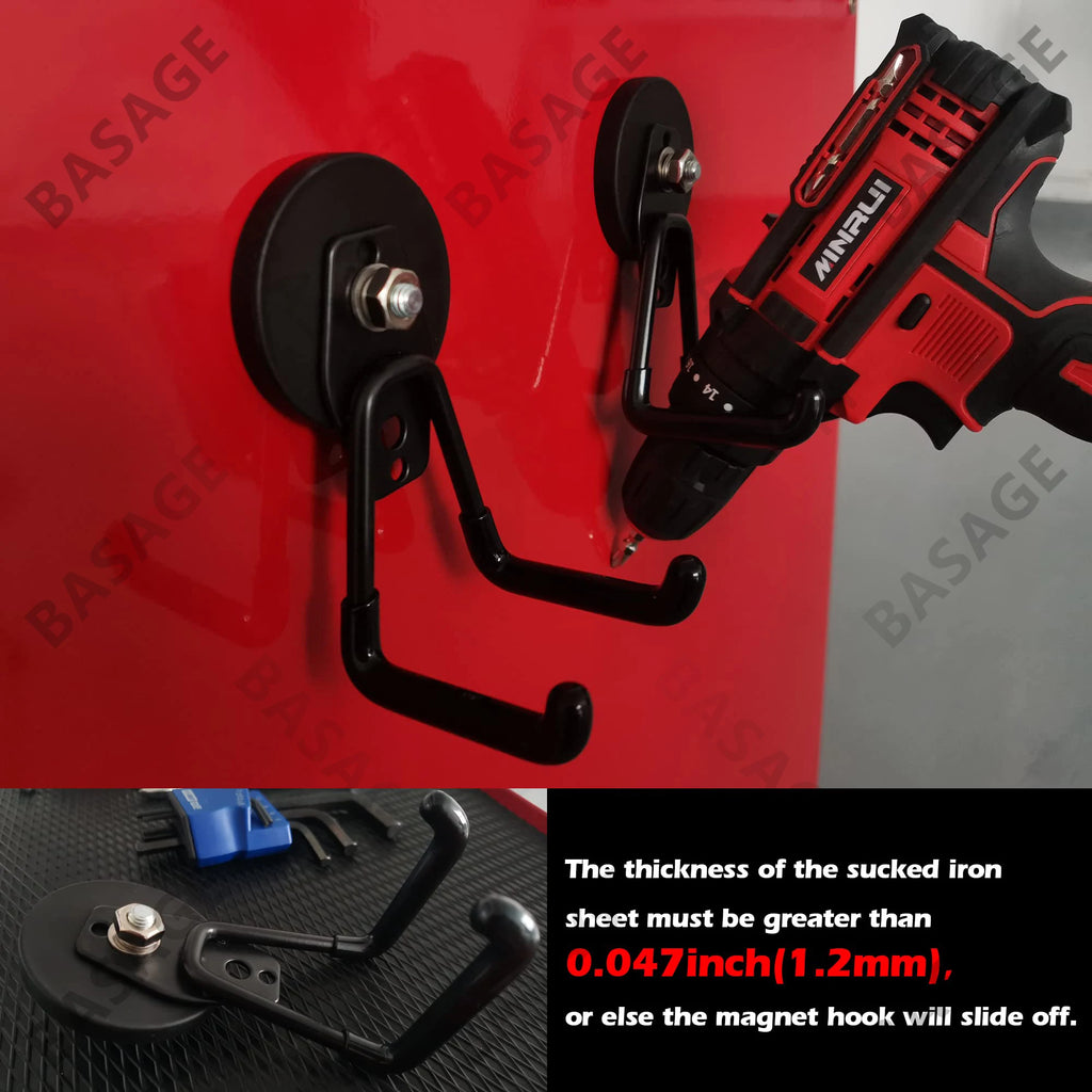 Strong Magnet Garage Hook, Nail Free Installation, High Load-Bearing, Anti Slip, Waterproof, Suitable for Gardening Tools, 43mm Qme