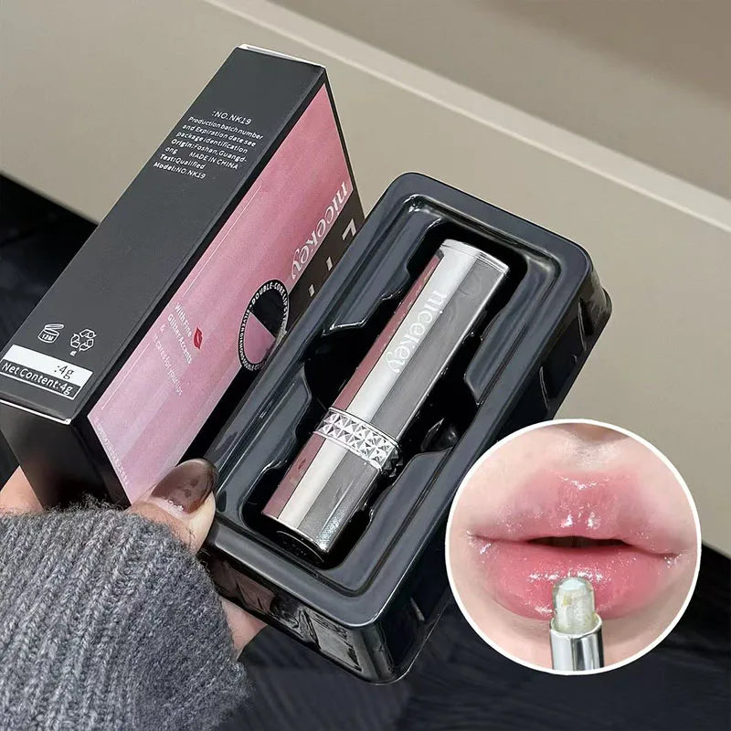 NICEKEY Silver Diamond Lipstick Moisturizing Lips Makeup Pearlescent Transparent Lip Balm Long Lasting Shimmer Lipstick Cosmetic Qme