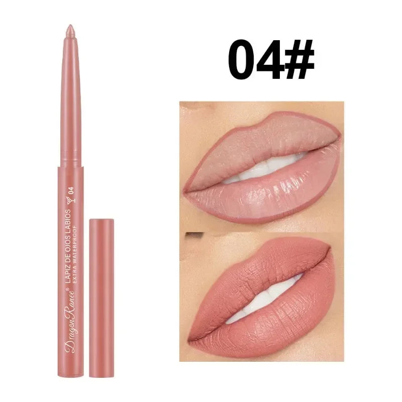 Waterproof Matte Lipliner Pencil Sexy Red Contour Lip Tint Lip Stick Lasting Moisturising Non-stick Cup Lips Makeup 12Colors Qme 04