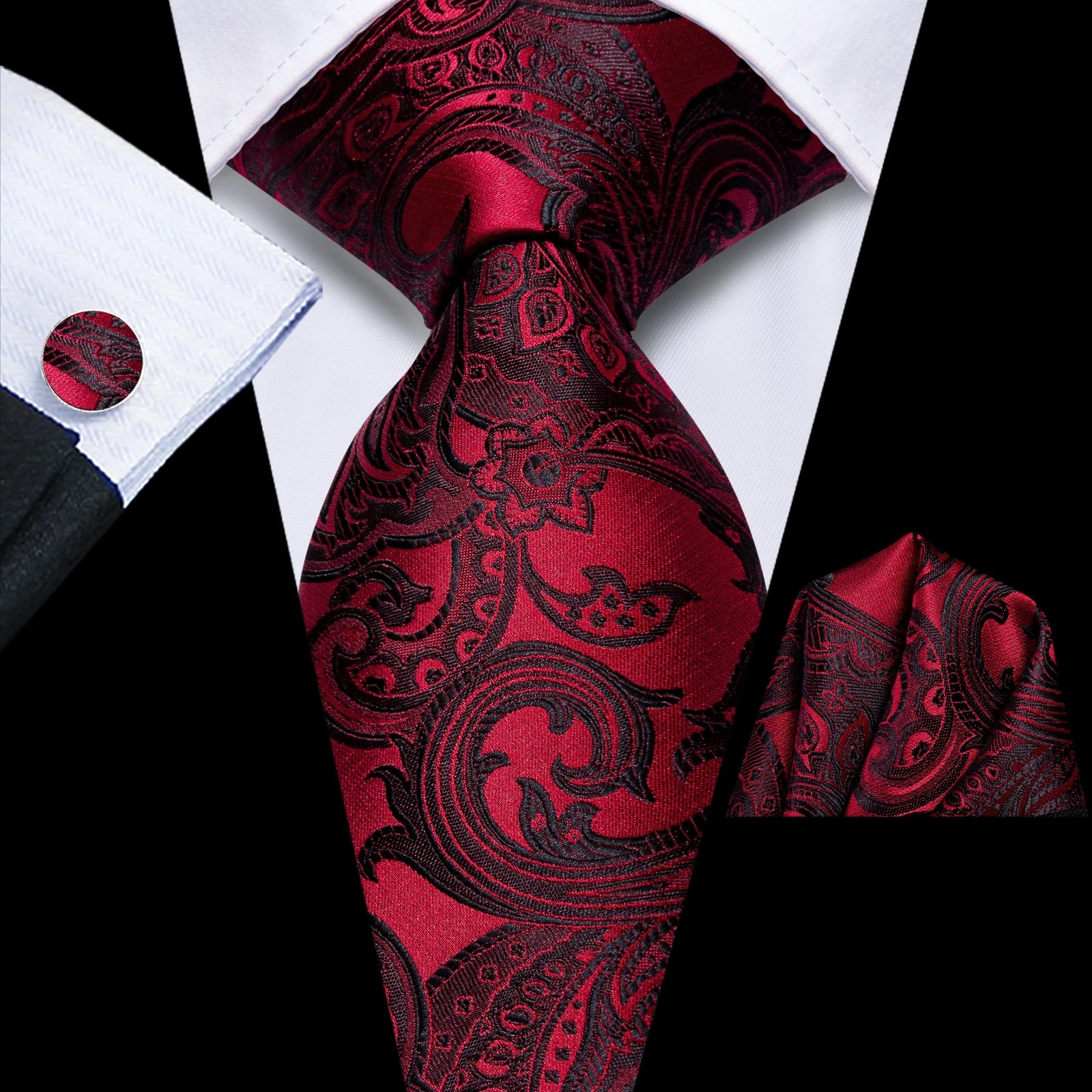 Hi-Tie Extra Long 170cm Pink Floral Men's Elegant Tie Handkerchief Cufflinks Set Wedding Party Accessories Gift for Men Gravats Qme N-4066