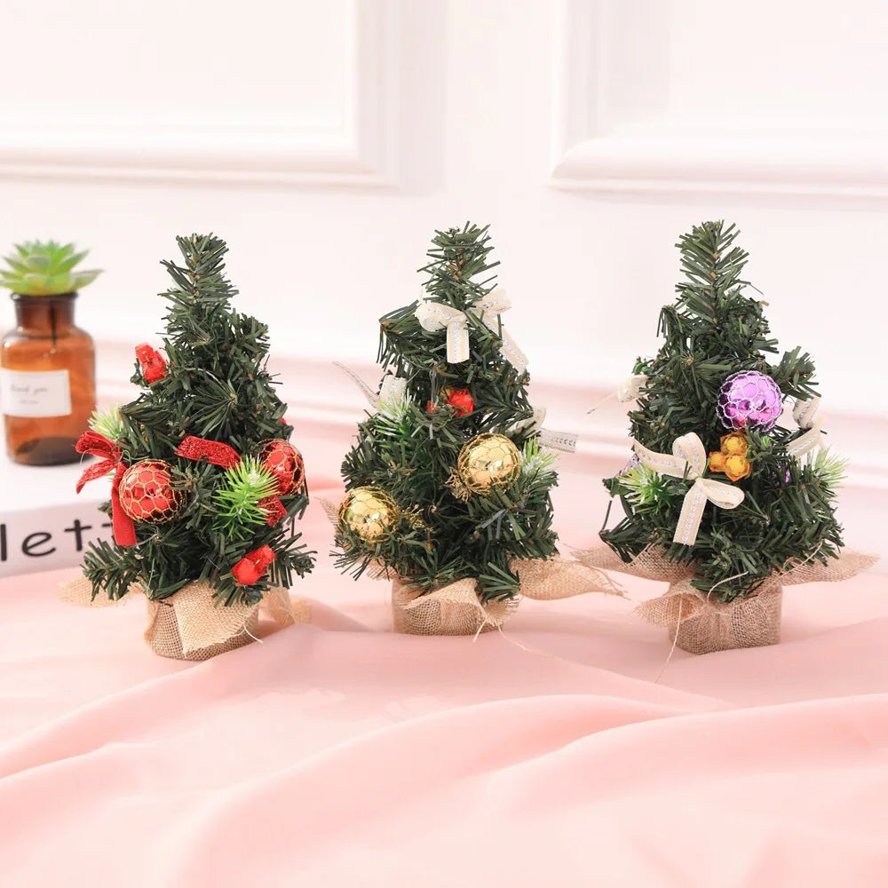 Mini Christmas Tree Small Desktop Ornament Xmas Decor Home Shop Qme
